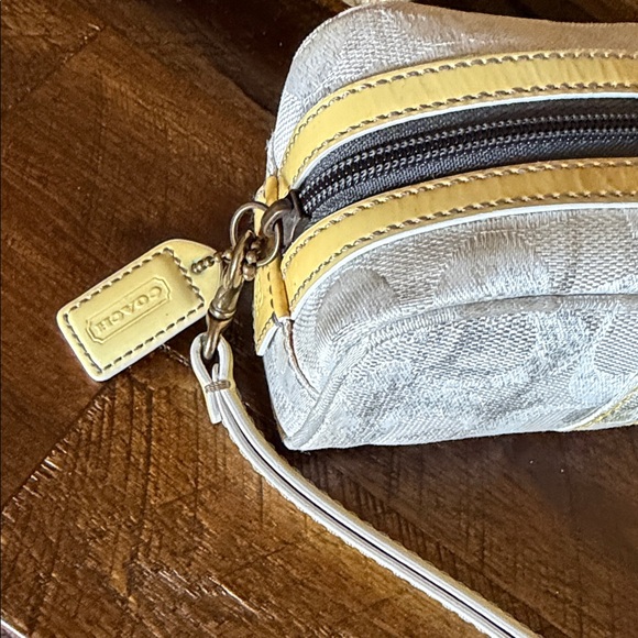 Pre loved Coach Wristlet with Yellow Accents - Picture 2 of 15